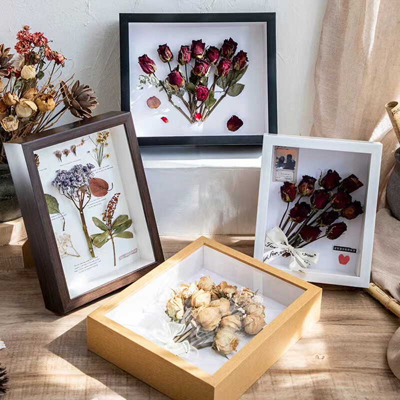 Three-dimensional hollow 5cm dried flower photo frame 68 inch blind box shell butterfly thickened handmade DIY specimen painting frame