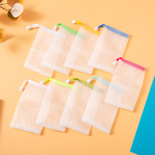 Colorful Ribbon Drawstring Foaming Net Wholesale Handmade Soap Foaming Net Mesh Bag Foaming Foaming Net Bubble Bag