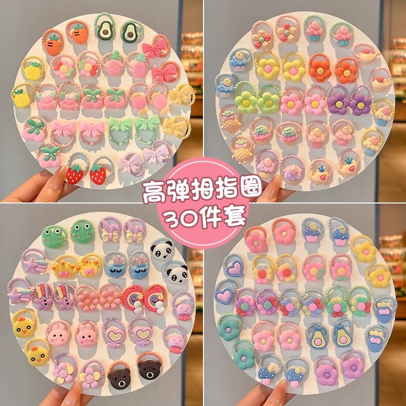 Anillo de pelo de pulgar de dibujos animados para bebés niños no lastimar cabello de cabello de cabello de niñas de alta elasticidad de banda de goma duradera