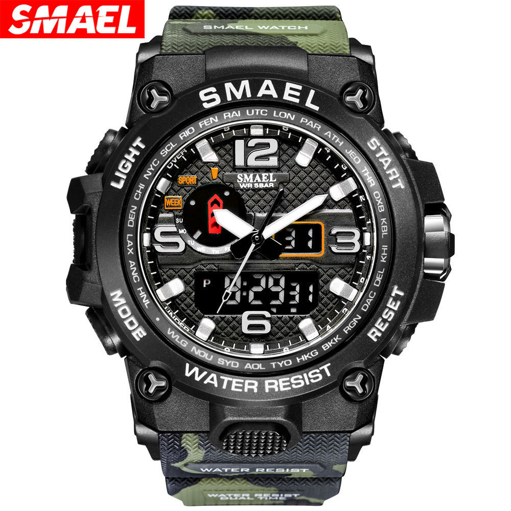 SMAEL斯麦尔迷彩战术手表男士多功能防水夜光闹钟运动户外手表