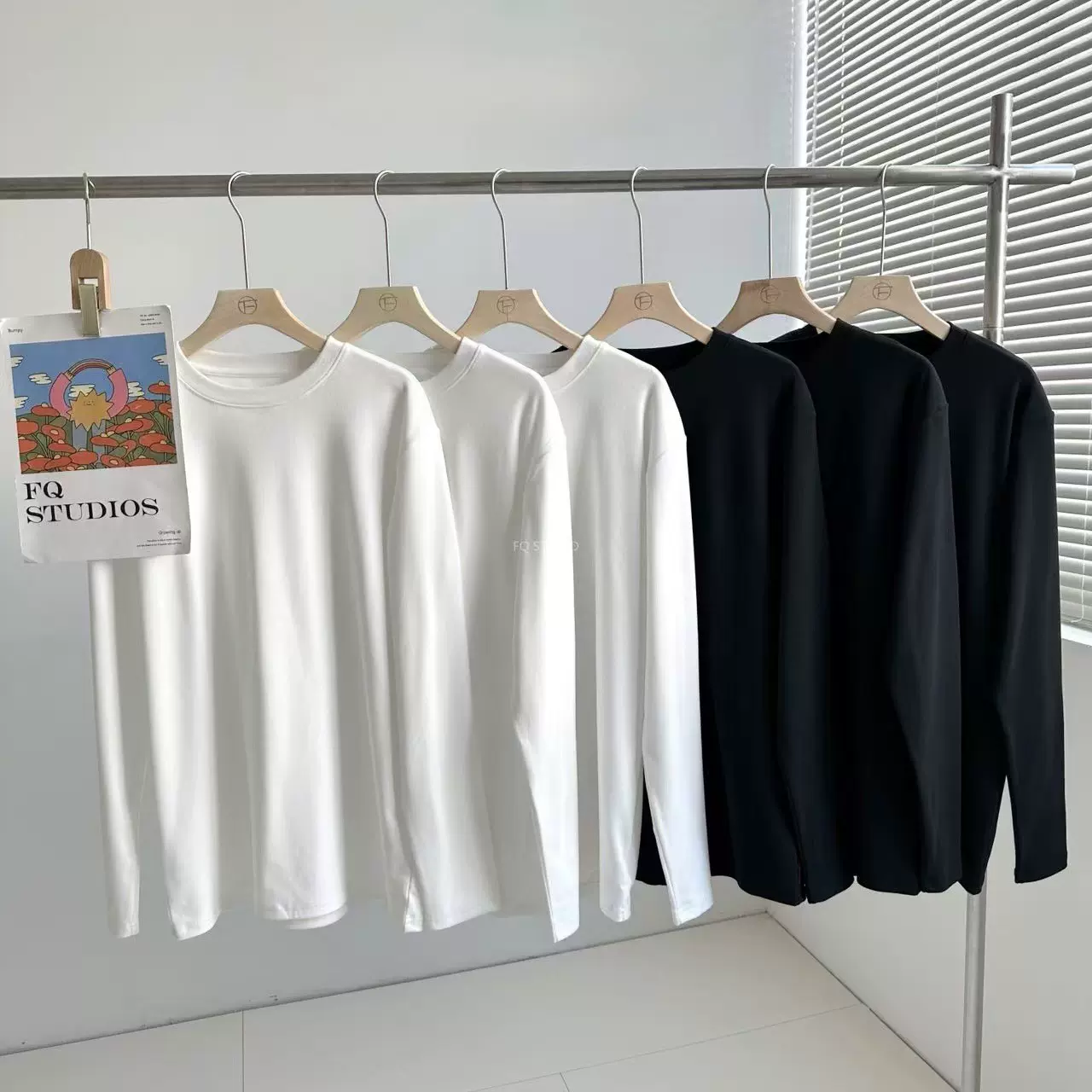 首席打底衫纯色正肩长袖t恤女德绒春秋冬季宽松圆领内搭白色上衣