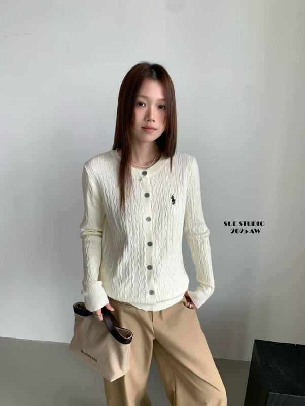 SUE秋季新款刺绣小马麻花编织针织开衫韩系休闲宽松长袖上衣37172|undefined