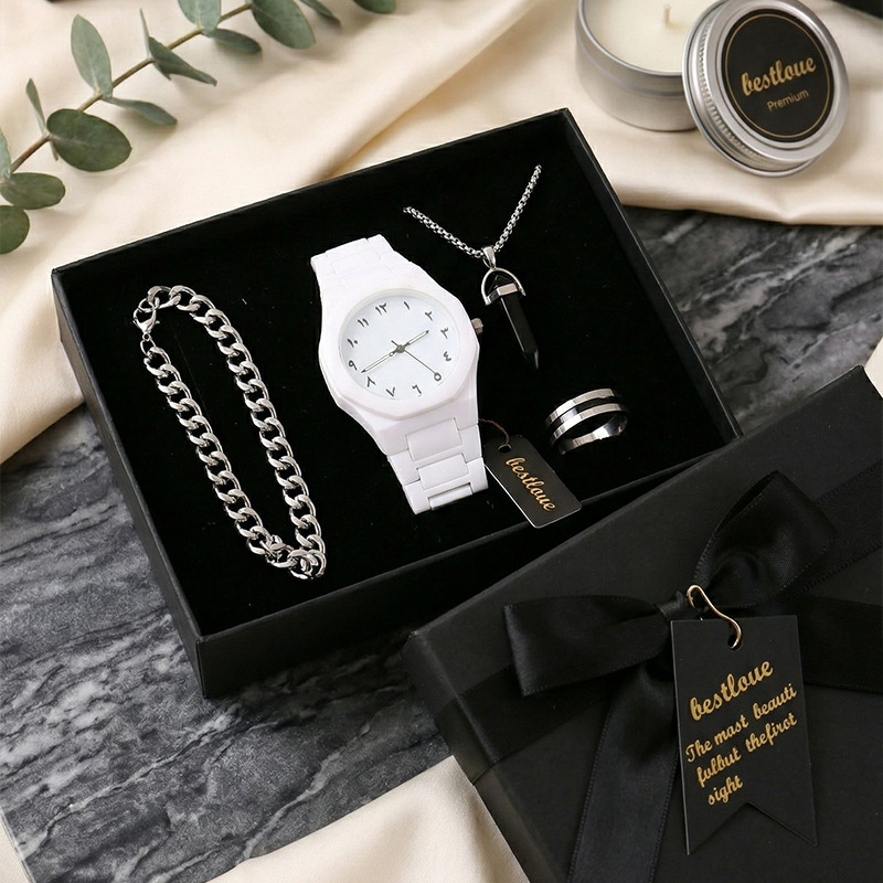 Set de Regalo de Reloj y Joyería para Hombre de Papel para Regalos de Negocios y Festividades
