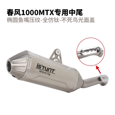 Motorcycle exhaust pipe 800MTX exhaust pipe modification - special-for-chunfeng-1000mtx-oval-fish-mouth-full-imitation-titanium-embossed-with-phoenix-smooth-cover