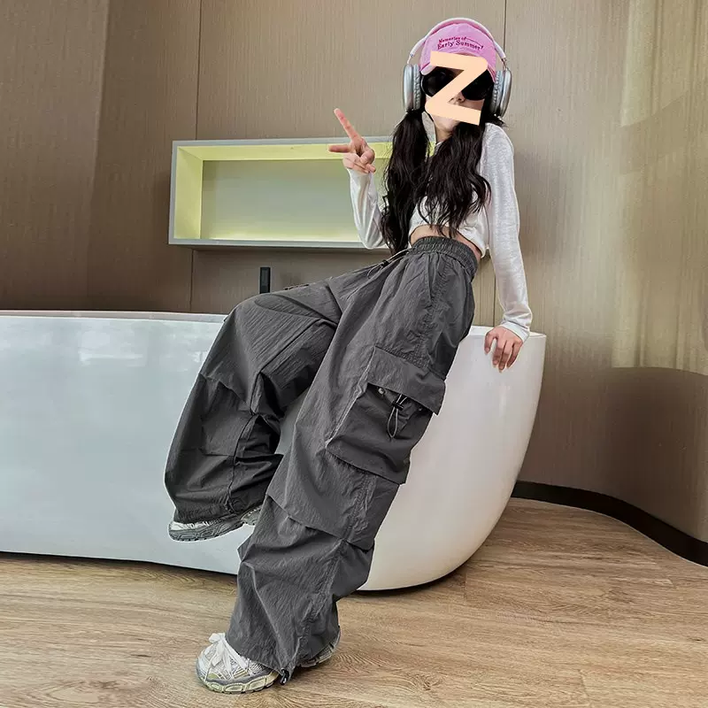 女童工装裤秋款2024新款秋装儿童秋季潮酷裤子女大童初秋速干长裤