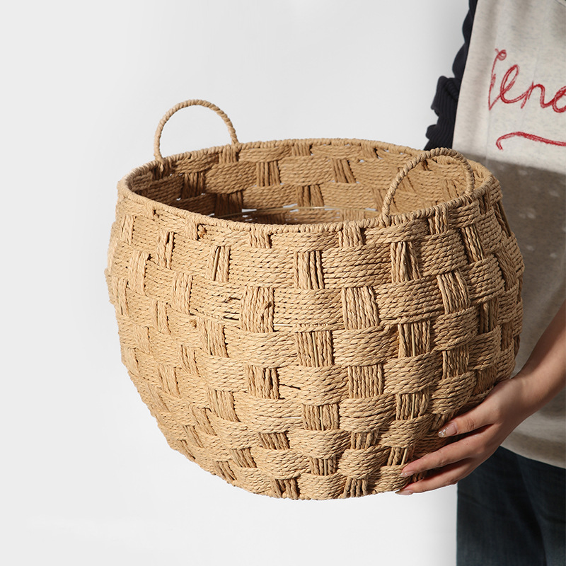 Cesta de almacenamiento de caña personalizada tejida a mano creativa de mesa snack cesto de almacenamiento de ropa sucia cesto de almacenamiento de baño
