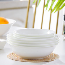 家用纯白色釉下彩大号米饭碗汤面碗商用大碗沙拉碗炖菜碗可微波