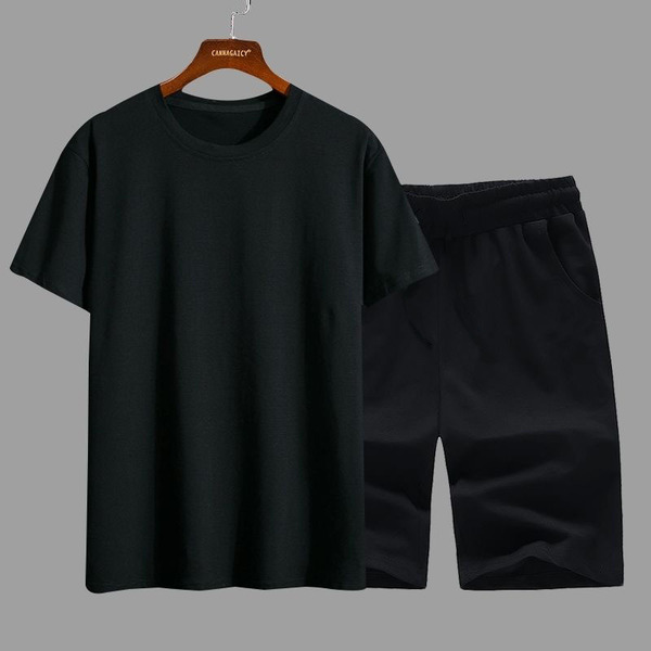 Cotton summer solid sports suit