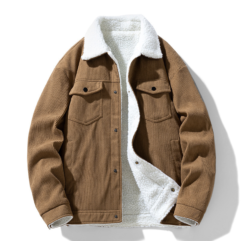 冬の新型男性のレトロなファッションブランドとベルベットの保温襟付き綿服ファッションカジュアルな綿服|undefined