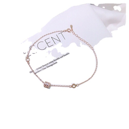 s925 silver bead anklet with diamonds, small waist ring, ball anklet chain design foot jewelry