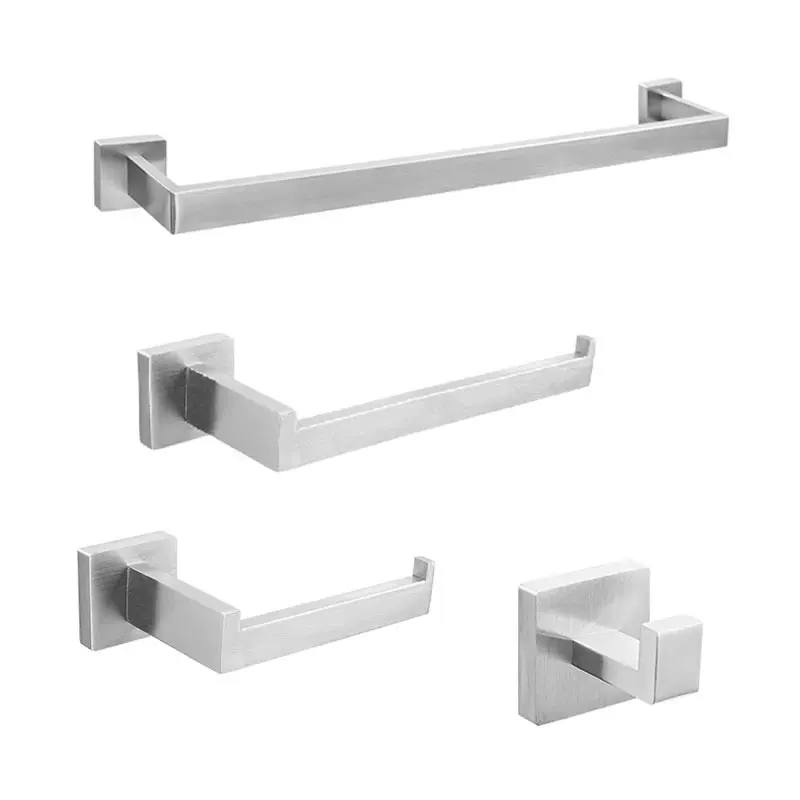 跨境不锈钢卫浴四件套卫生间浴巾架浴室五金挂件浴室配件现代简约