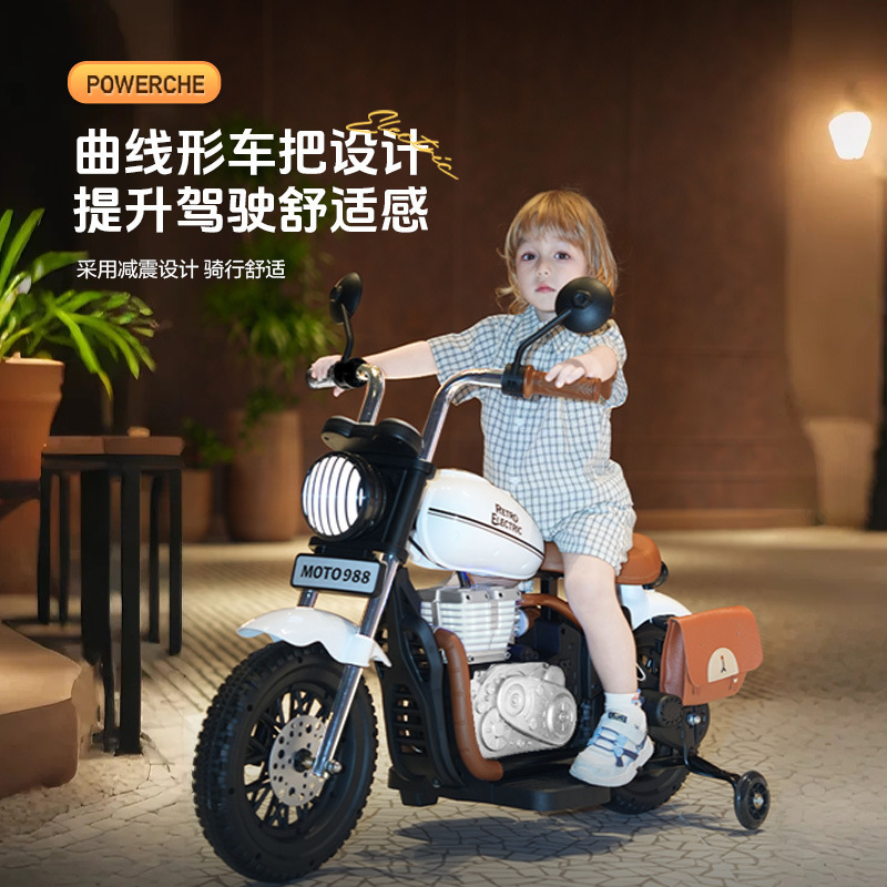 子供用電気自動車、オートバイ、ベビー二輪オフロード車、男性と女性の子供用レトロハーレーおもちゃの車、大人も座ることができます|undefined