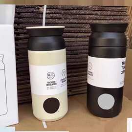 星爸爸直身杯保温杯不锈钢304简约咖啡杯茶水分离式水杯400ml