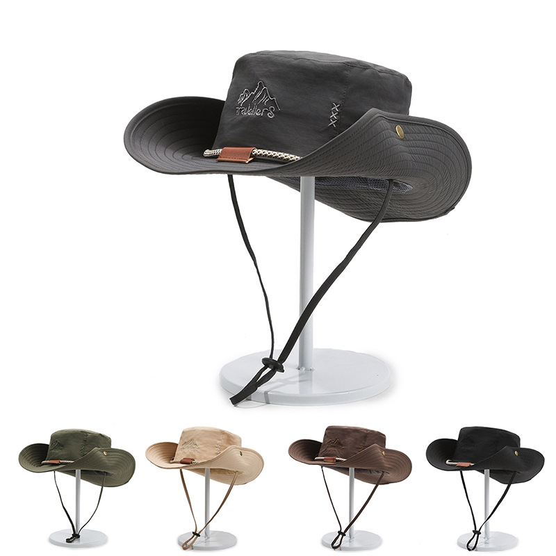 Randonnée Protection solaire Pêcheur Unisexe Vêtements de travail Camping en plein air Escalade Parasol Western Cowboy Style Chapeau_voghion.com