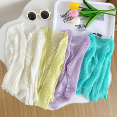 童裝女童針織開衫兒童2023新款夏季洋氣寶寶薄款防曬衫0158