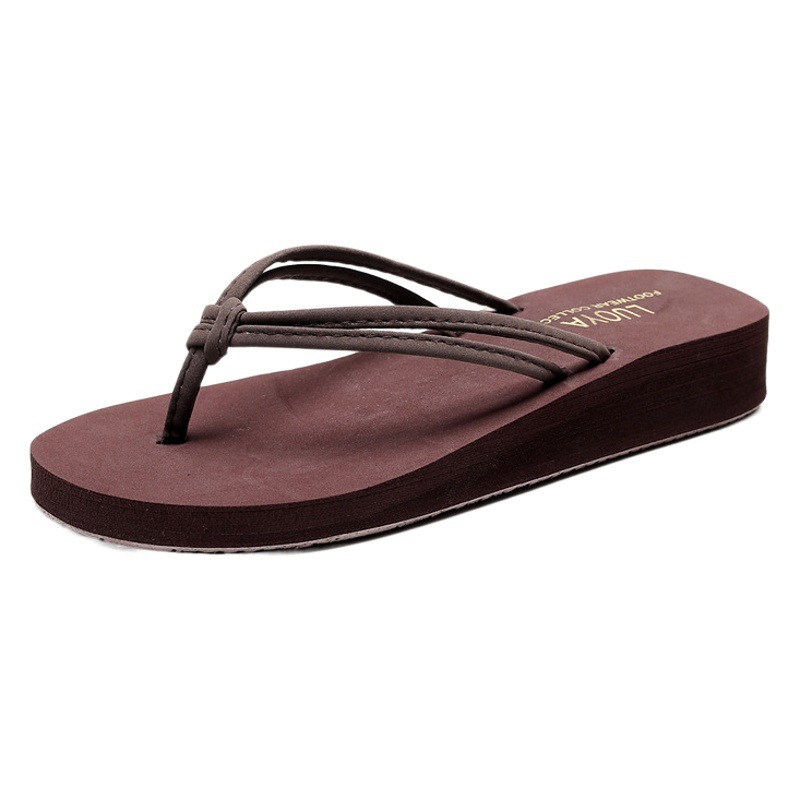 Flip-Flops for Women Summer Fashion Outer Wear High-Heeled Sandals for Women Flip-Flops Platform Thick-Soled Non-Slip Beach Slippers for Women Summer