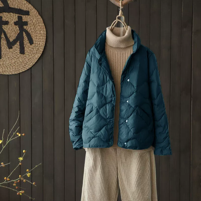 Light and thin short winter red down jacket with down, Korean style, oversize