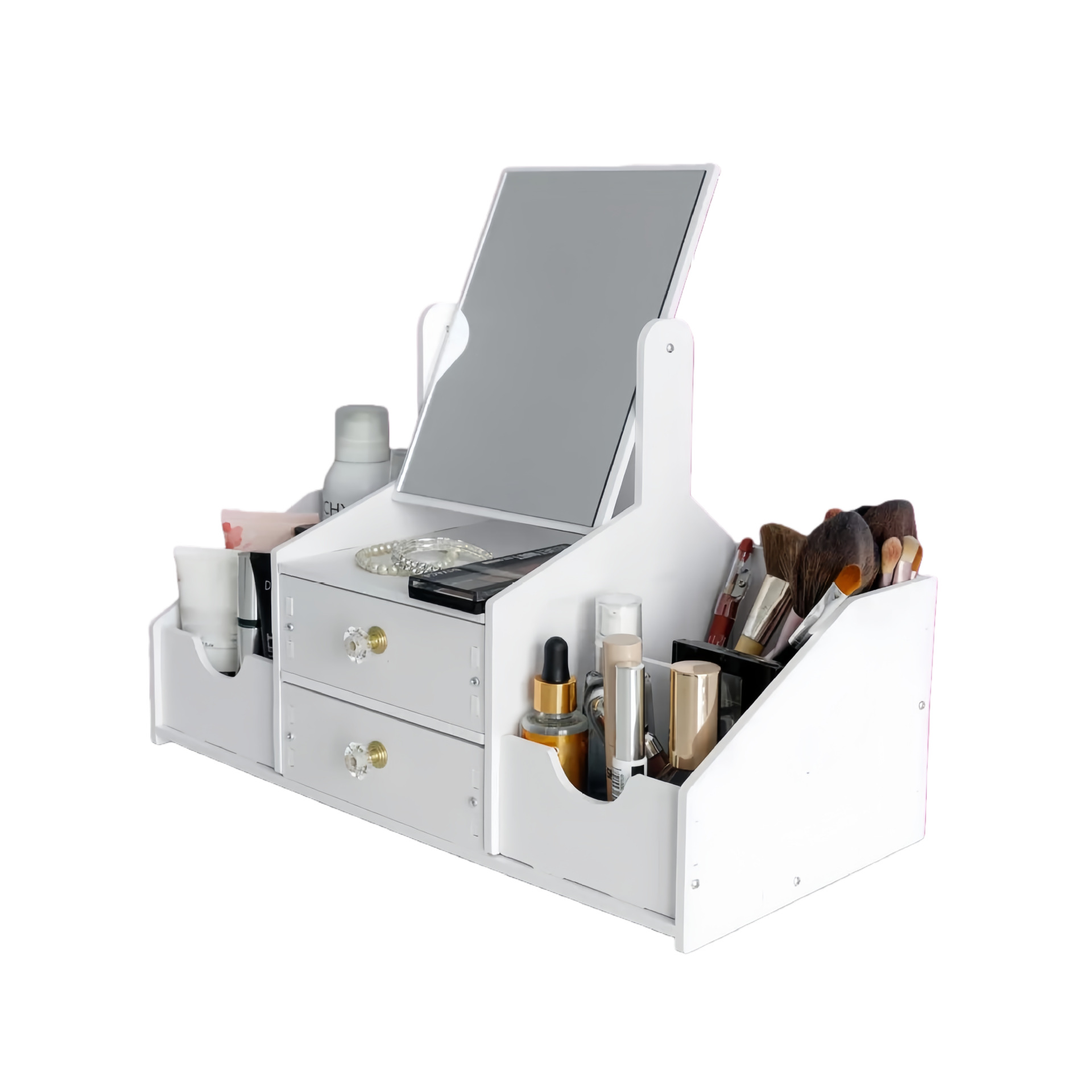 Caja de almacenamiento de cosméticos espejo de escritorio espejo de maquillaje dormitorio de estudiantes almacenamiento de escritorio joyas portátiles espejo de vestuario