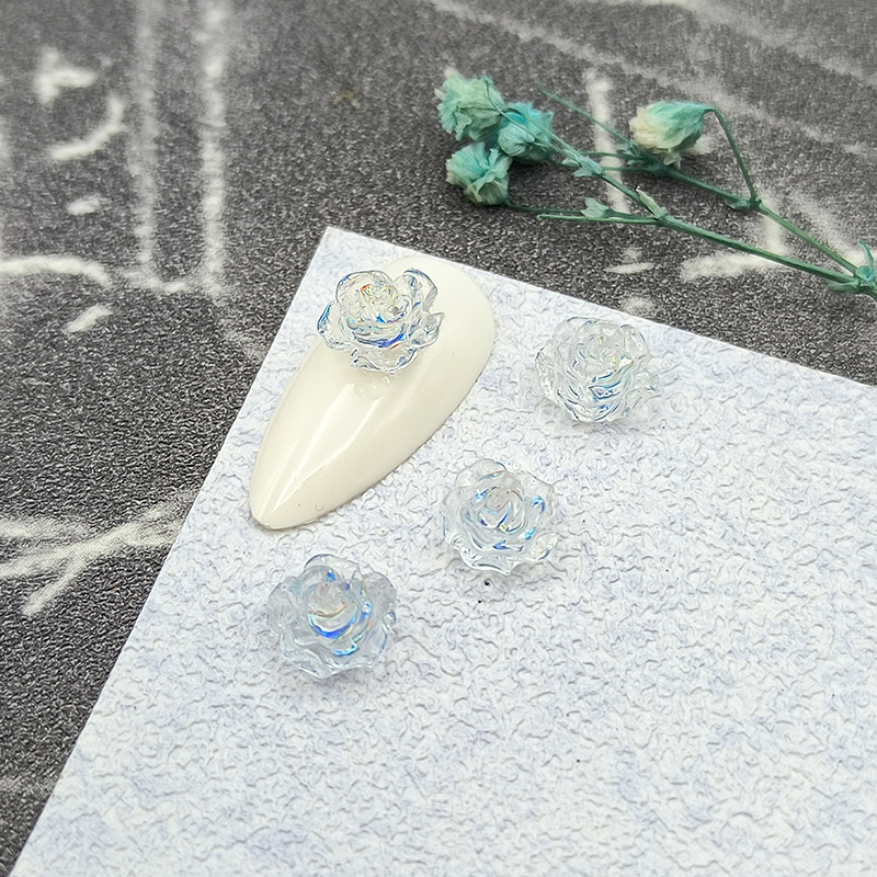 Sequin manicura Camellia joyería al por mayor congelado Rosa uñas decoraciones DIY accesorios de manicura tridimensional