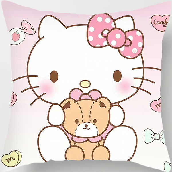 Chica de dibujos animados corazón dormitorio decoración Hello Kitty gato Rosa funda almohada sofá coche cojín