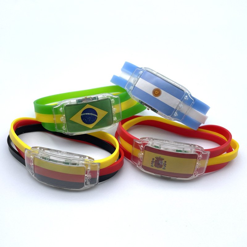 World Cup Luminous National Flag Bracelet LED Silicone Flag Bracelet Fans Fans Luminous Cheering Supplies