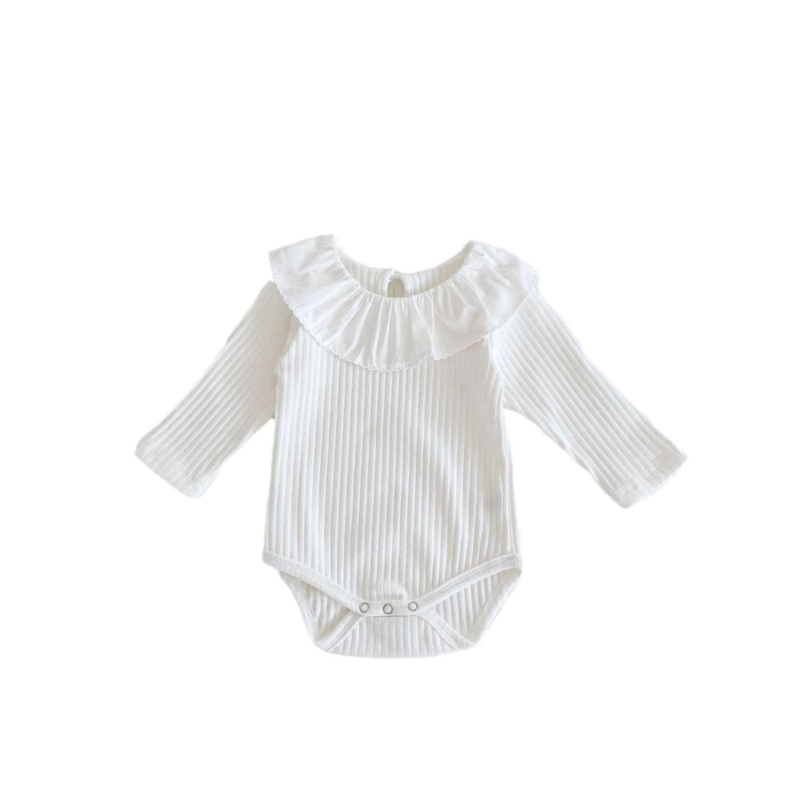 Ins2024 Spring and Autumn New Girl Baby Lotus Leaf Collar Bottom Ha Yi jumpsuit Crawler Thick Style_voghion.com