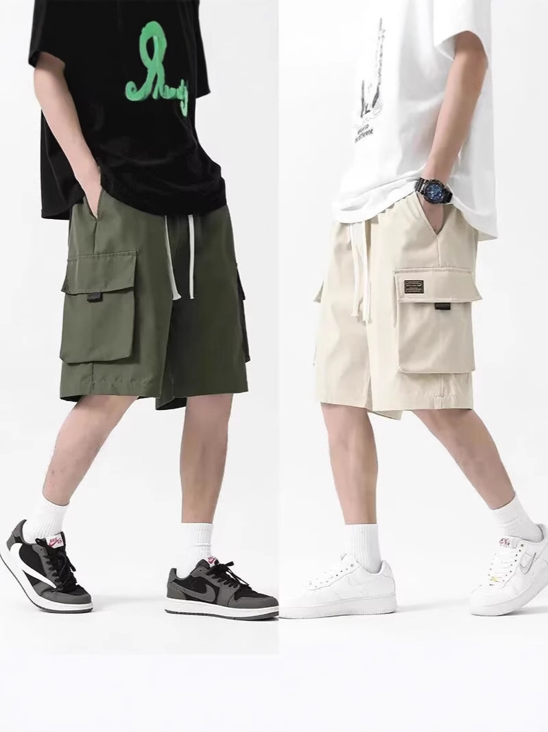 Pantalones cortos de hielo para hombres de verano tendencia americana cinco puntos pantalones deportivos casuales de moda de alta calle pantalones de playa