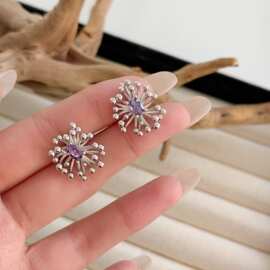 轻奢高级感烟花锆石耳钉女小众个性精致时尚通勤潮流百搭耳环耳饰