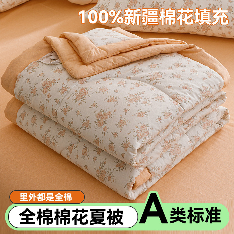 Edredón de aire acondicionado lavable de algodón de clase A, núcleo de edredón de algodón de Xinjiang, edredón de algodón impreso de verano, edredón de regalo doble