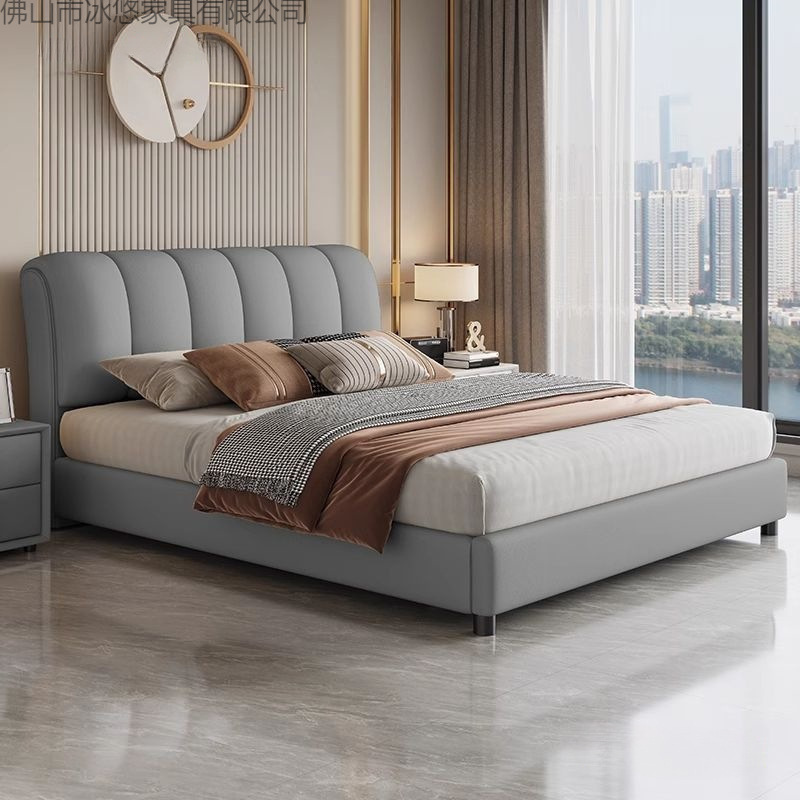Легкая роскошная кожаная кровать современная маленькая квартира puff bed double 1,5 кровать из цельного дерева 2 м главная спальня мягкая сумка двойная кровать для хранения брака