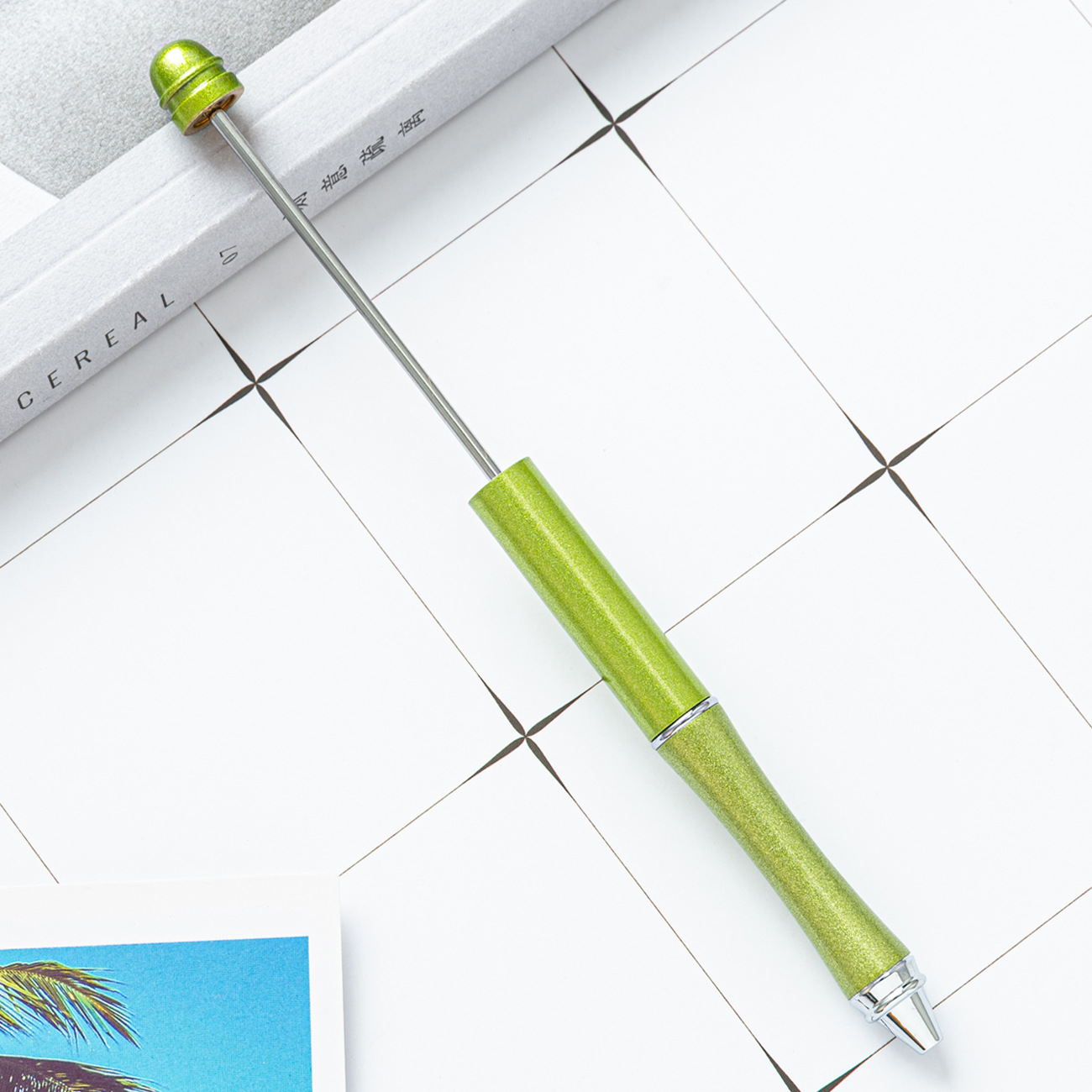 Pluma de cuentas de metal en stock al por mayor creativo con cuentas bolígrafo DIY bolígrafo personalidad metal DIY pluma con cuentas