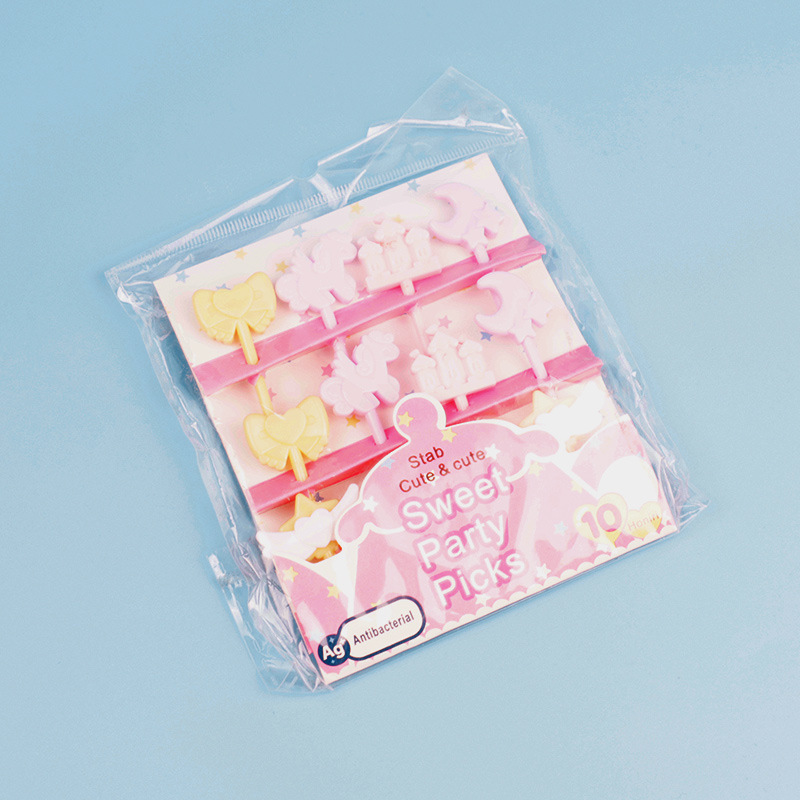 Cartoon japonés encantador tenedor de fruta transfronterizo venta caliente stick de fruta creativa decoración mini tenedor de fruta al por mayor