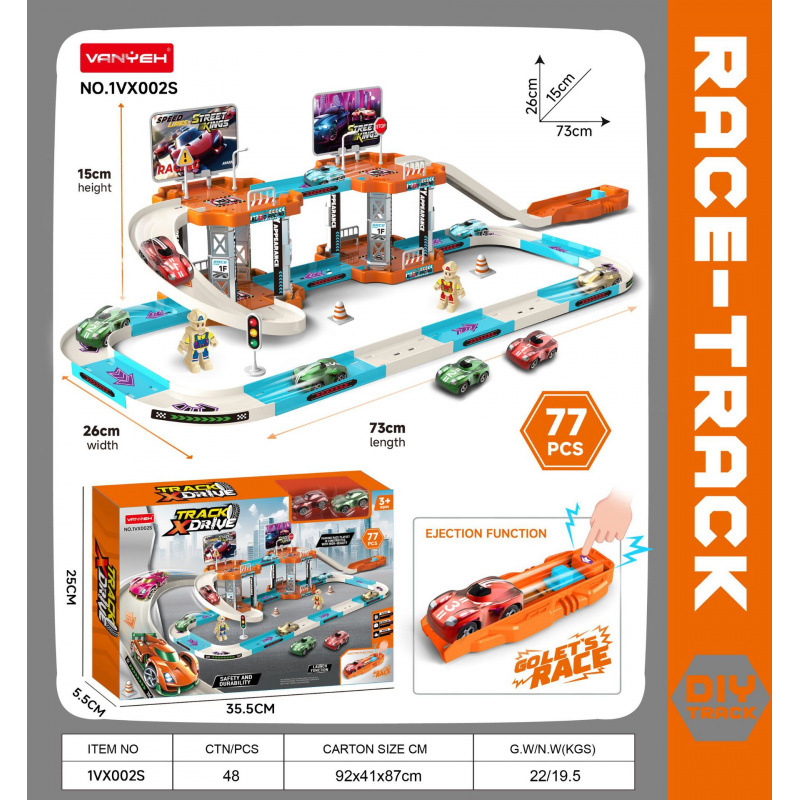 Comercio exterior niños multicapa ensamblaje pista de estacionamiento conjunto ejección pista de inercia juguetes de estacionamiento de carreras de automóviles