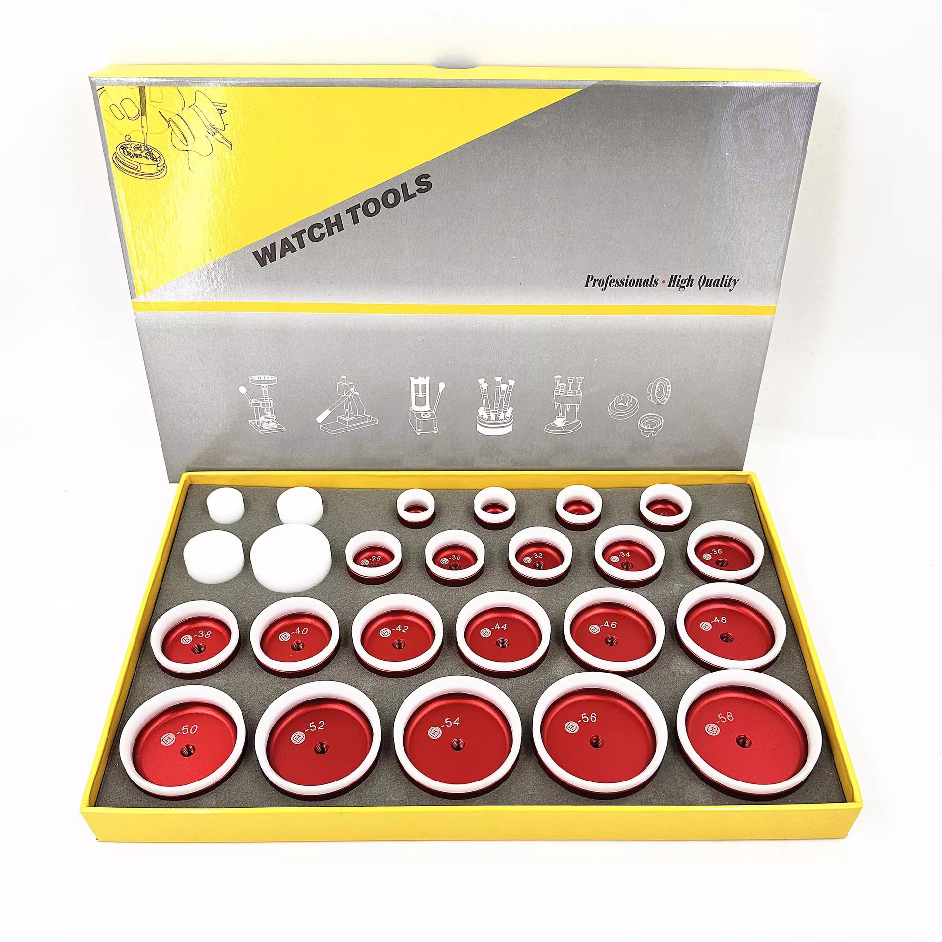 修表工具 盒装手表压盖模具加深款 压拱形 双卜玻璃 压表蒙压圈