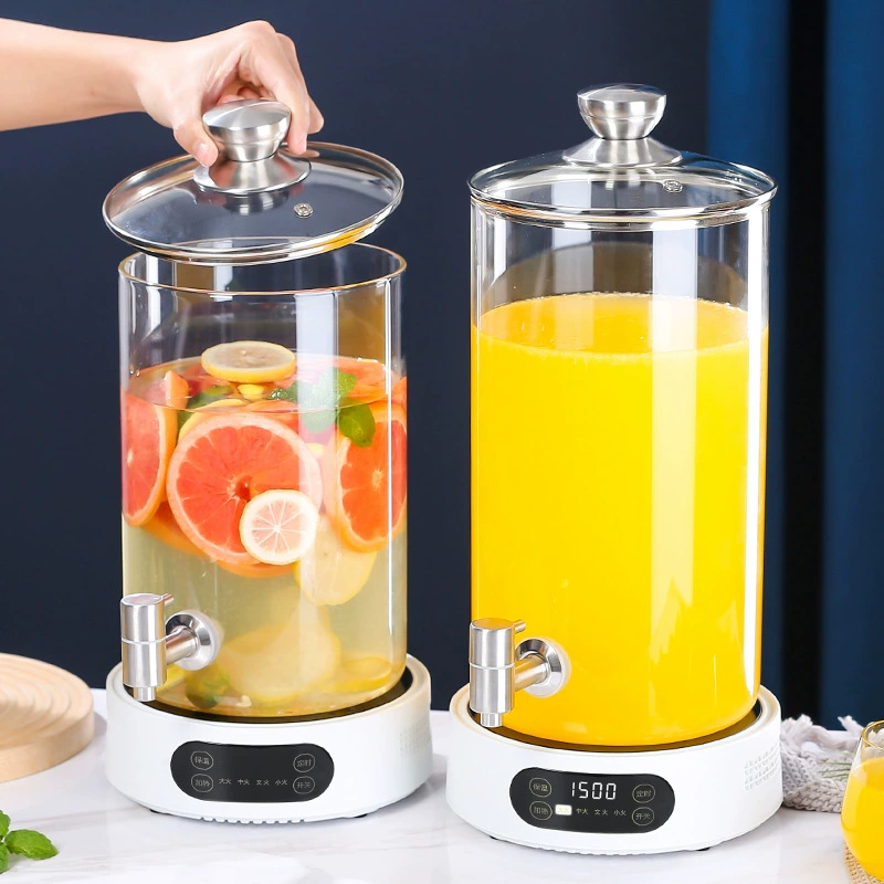 Гостиничный буфет Молочный сок штатив Коммерческий прозрачный термостойкий стеклянный резервуар с кран с электрическим нагревом и изолятом для напитков