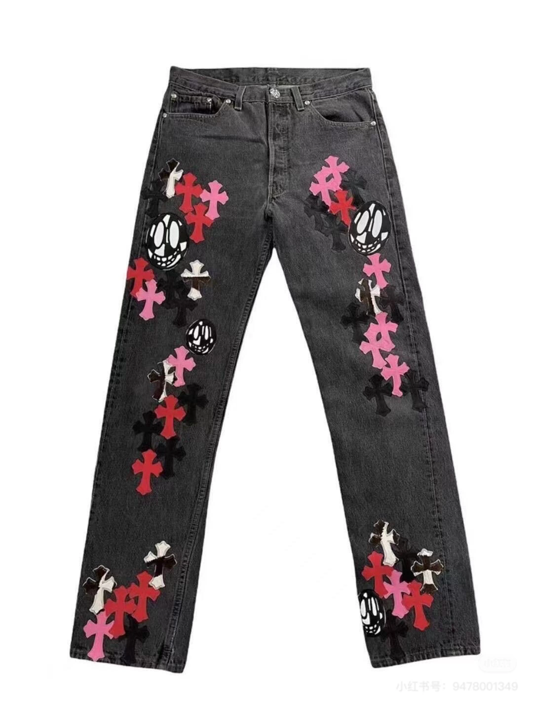 Джинсы из денима для любимой, с вышивкой, oversize, оптовая продажа