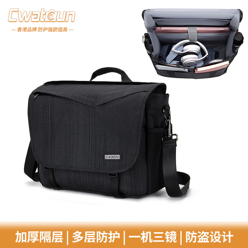 CWATCUN 홍콩 DSLR 카메라 가방 단일 어깨 디지털 카메라 가방 방수 캐주얼 카메라 가방 카메라 서류 가방