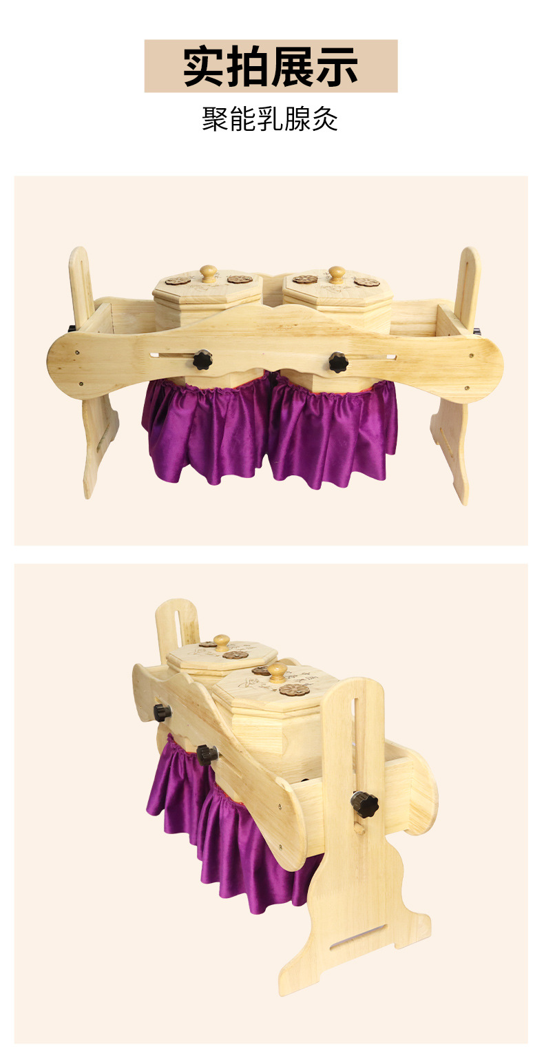Solid Wood Moxibustion Stand for Breast Area Moxa Cones with Open Flame Cup Holder for Clinics and Studios in use