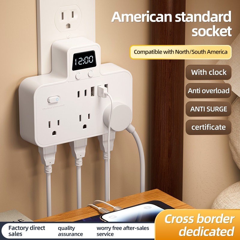 Adaptador de US-CAP portátil de una vuelta 6 orificios conector de expansión USB inteligente para Estados Unidos México Canadá image 4