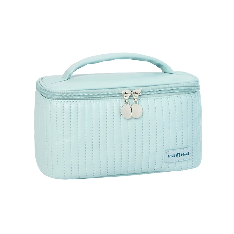Polyurethane handheld cosmetic bag, capacious organizer bag, high-quality style
