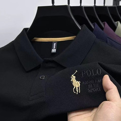 跨境批发男士Polo衫夏季高端百搭休闲男装纯色翻领刺绣短袖t恤衫