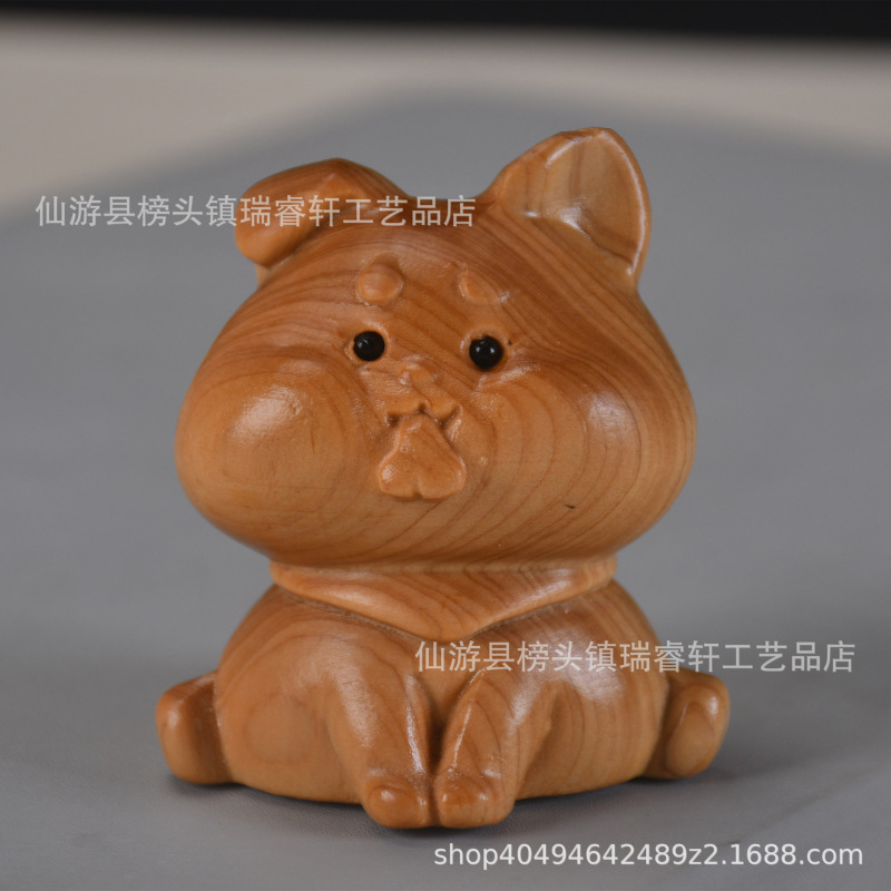 S8N 崖柏工艺品木雕十二生肖手把件全套挂件鼠牛景区网红款系可爱|undefined