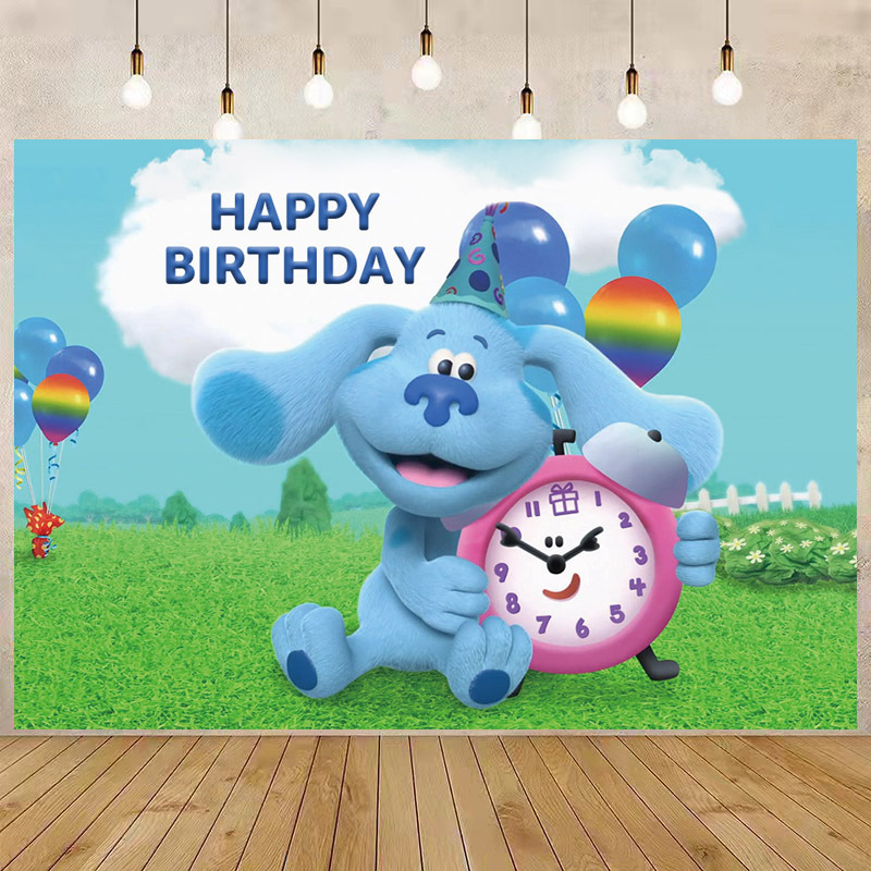 Cross-border Export Cartoon Blue Adventure Dog Photography Decoration Banner Kidsren's Birthday Party Background Cloth 5x3ft