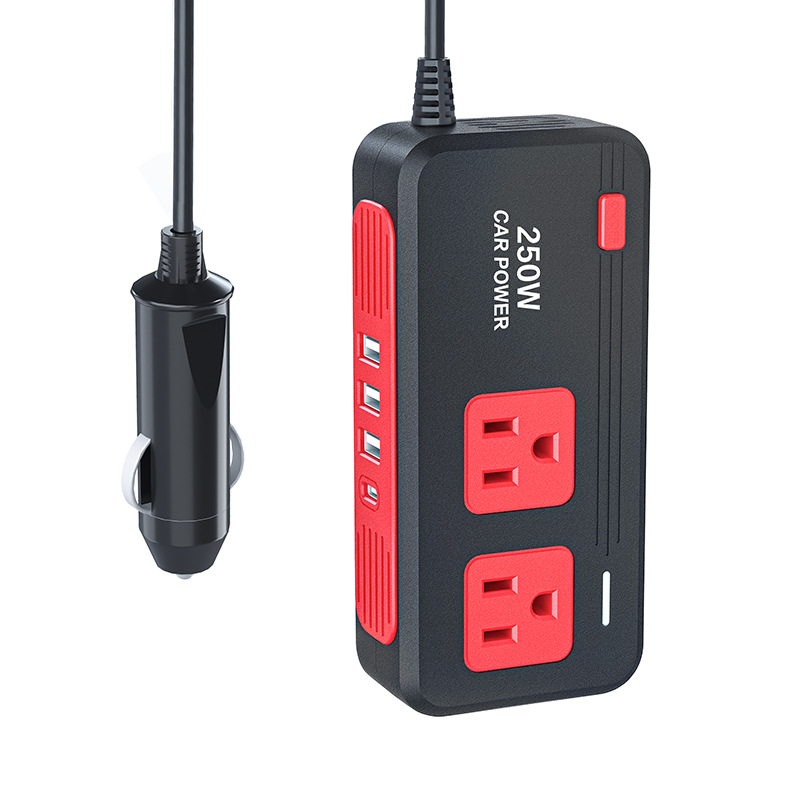 250W inversor montado en automóviles 12V 110V 220V multipuerto inversor USB QC3.0 toma de carga rápida