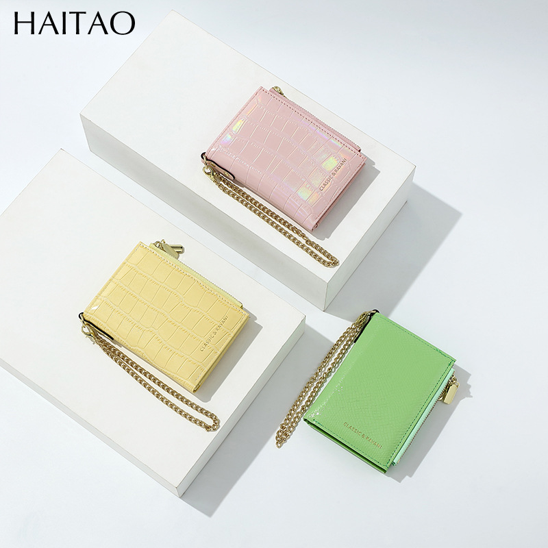 Nueva billetera de mujer corta cadena de cocodrilo bolso de tarjetas 2024 mujeres de alto nivel sentido cruzado cremallera fuente de bolso de cambio