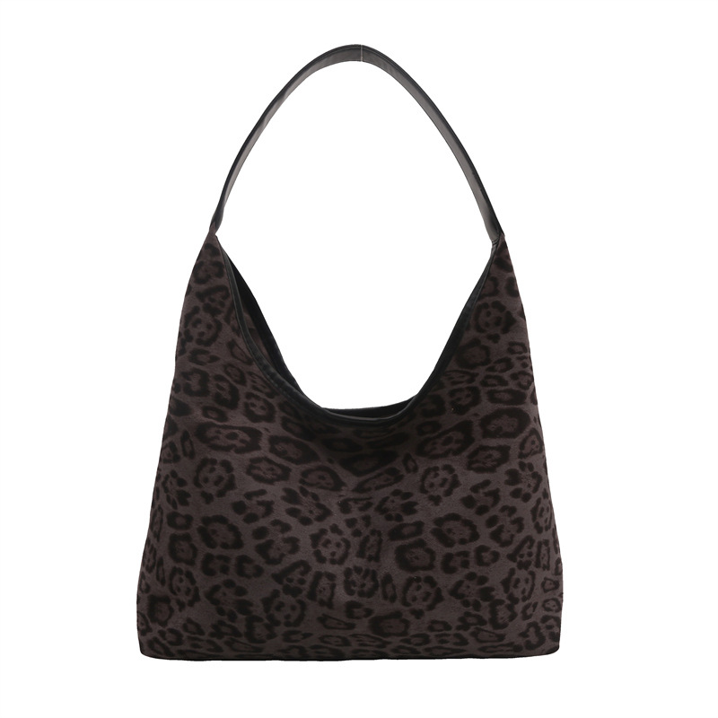 Bolsa de moda retrógrada con patrón de leopardo para mujeres, bolso de hombro casual de gran capacidad coreana, invierno 2024 nuevo bolso de brazo para mujeres