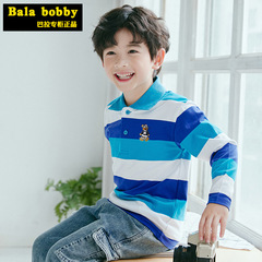 巴拉bala童裝春秋男童長袖T恤大中童全棉棉POLO衫上衣立領打底衫