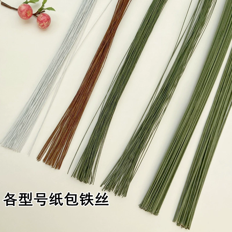 Проволока в бумажной обмотке, железная проволока, стойка для цветов, сетка из бумаги для рукоделия, аксессуары для цветов, имитация листовых прожилок 16 # 18 # 26 # Оцинкованная стальная проволока