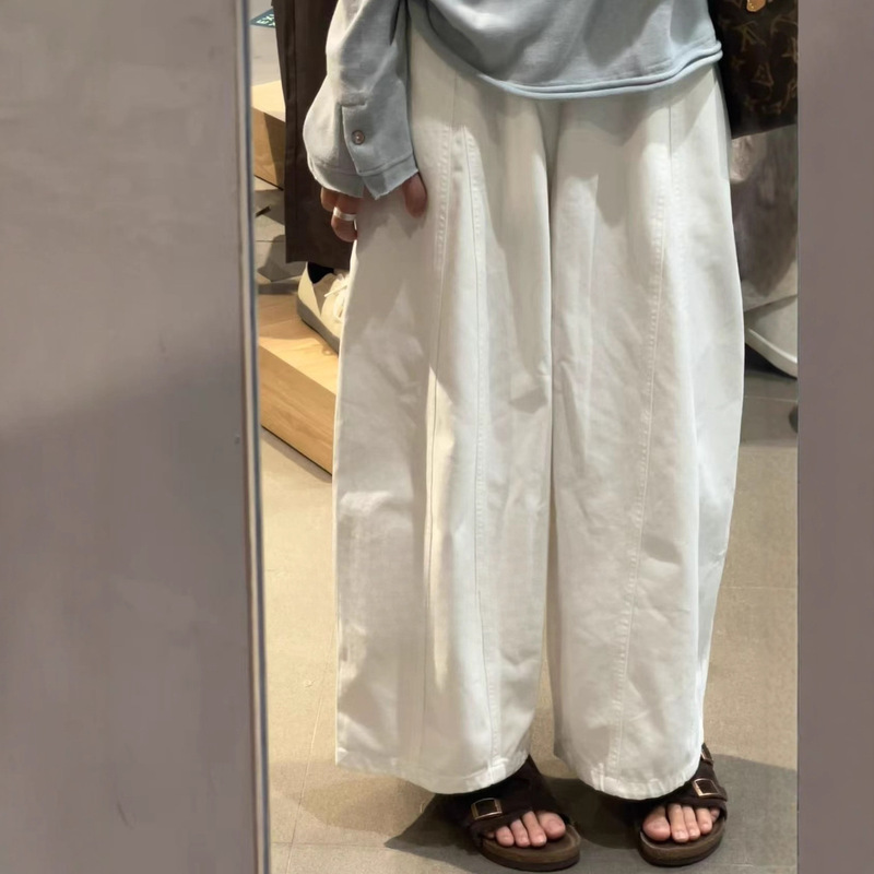 宽松垂感松紧腰阔腿裤女高腰显瘦遮胯裤子百搭休闲慵懒风气球裤|undefined