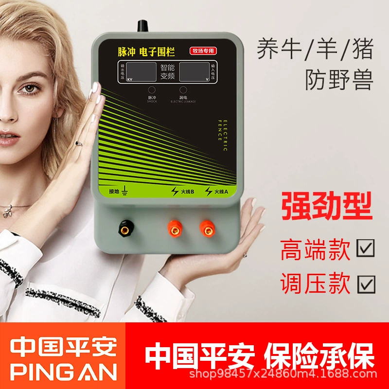 Ранчо импульсный электронный забор интеллектуальная Регулировка напряжения двойной экран животноводство защита от высокого напряжения чистый забор хост